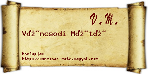 Váncsodi Máté névjegykártya